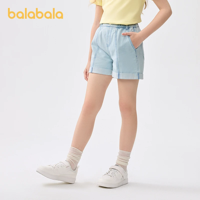 巴拉巴拉童装儿童短裤女童2025夏装新款全棉牛仔休闲中大童裤子