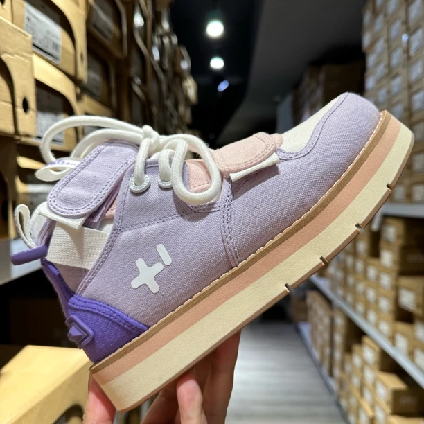 休闲高帮复合底紫色帆布鞋休闲鞋
