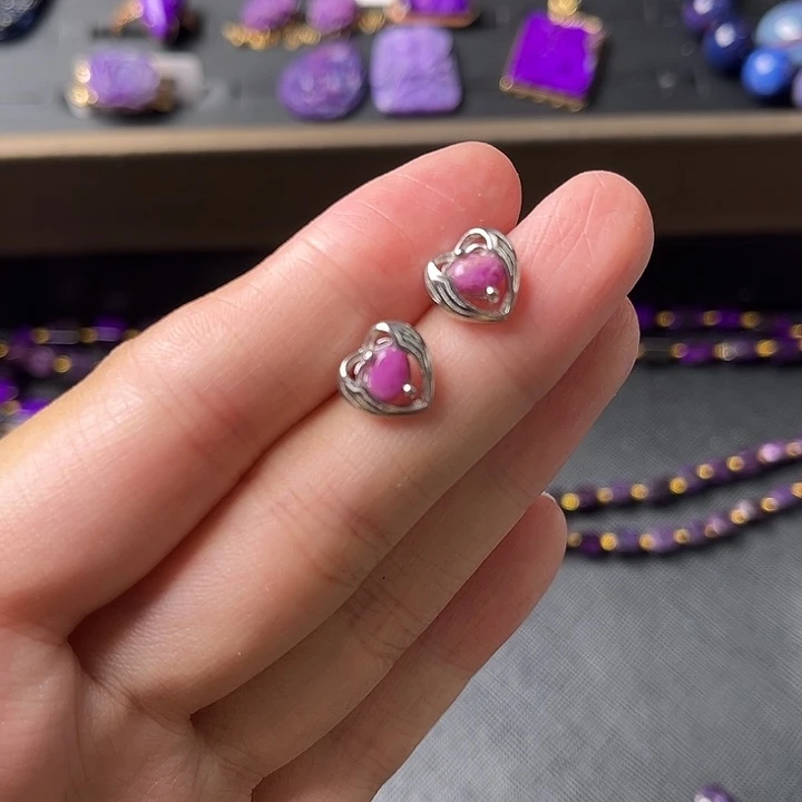 银S925镶嵌苏纪石（舒俱来）耳环