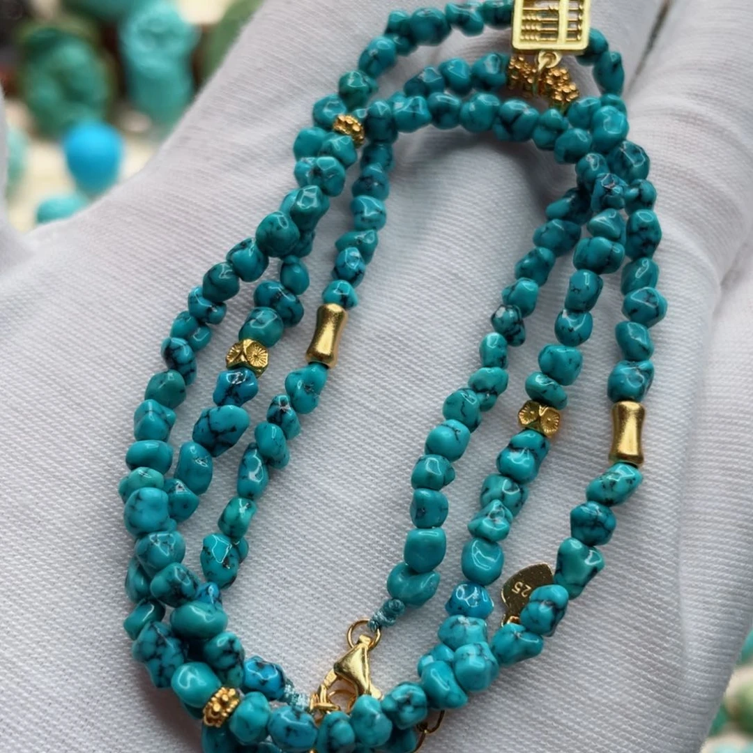 银S925镀金镶嵌绿松石珠宝奇石