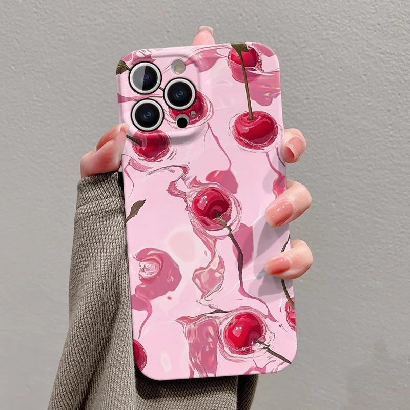 菲林软壳防摔水中樱桃适用苹果16华为reno13小米15vivox200 1加