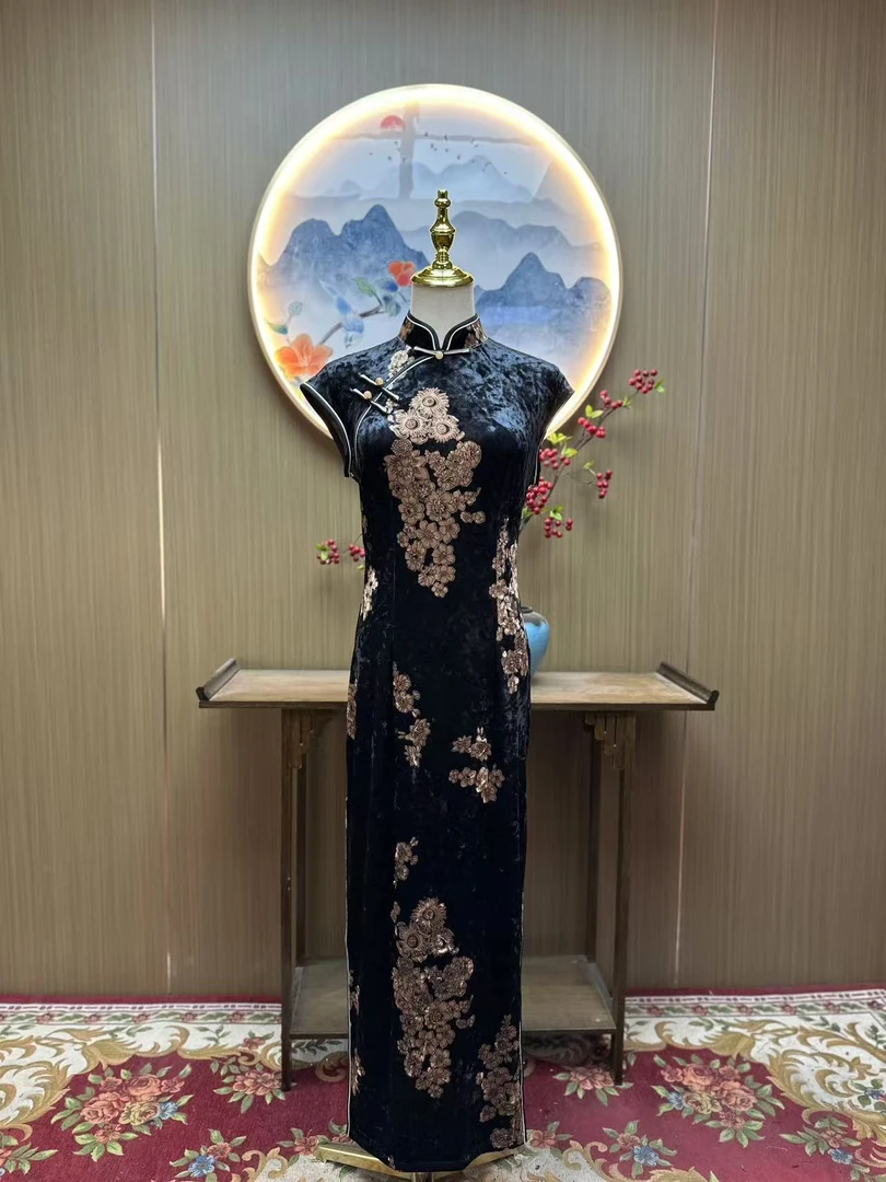 朝苏 日常气质文艺国风复古优雅长款旗袍