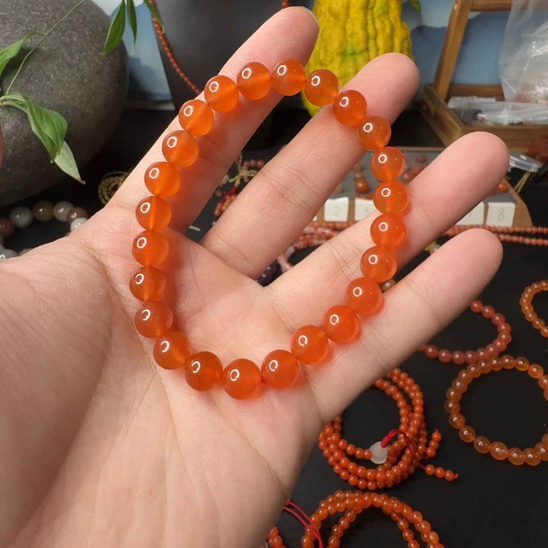 南红玛瑙未镶嵌单圈卡8.5冰橘