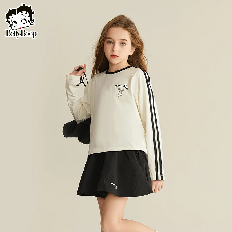 贝蒂童装女童条纹休闲运动T恤2025年春季新品女大童儿童上衣25032