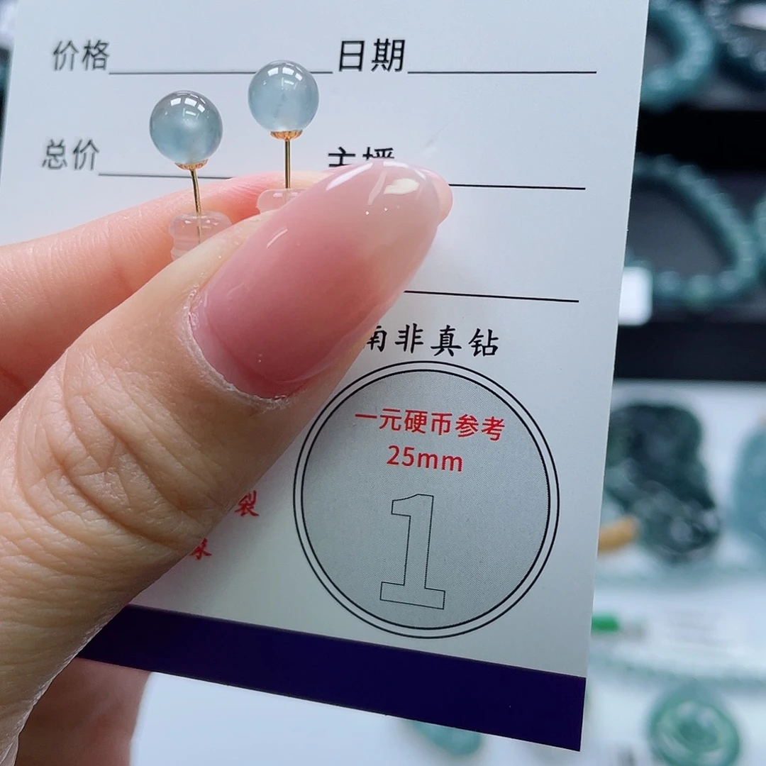 翡翠18K金镶嵌颈饰耳钉