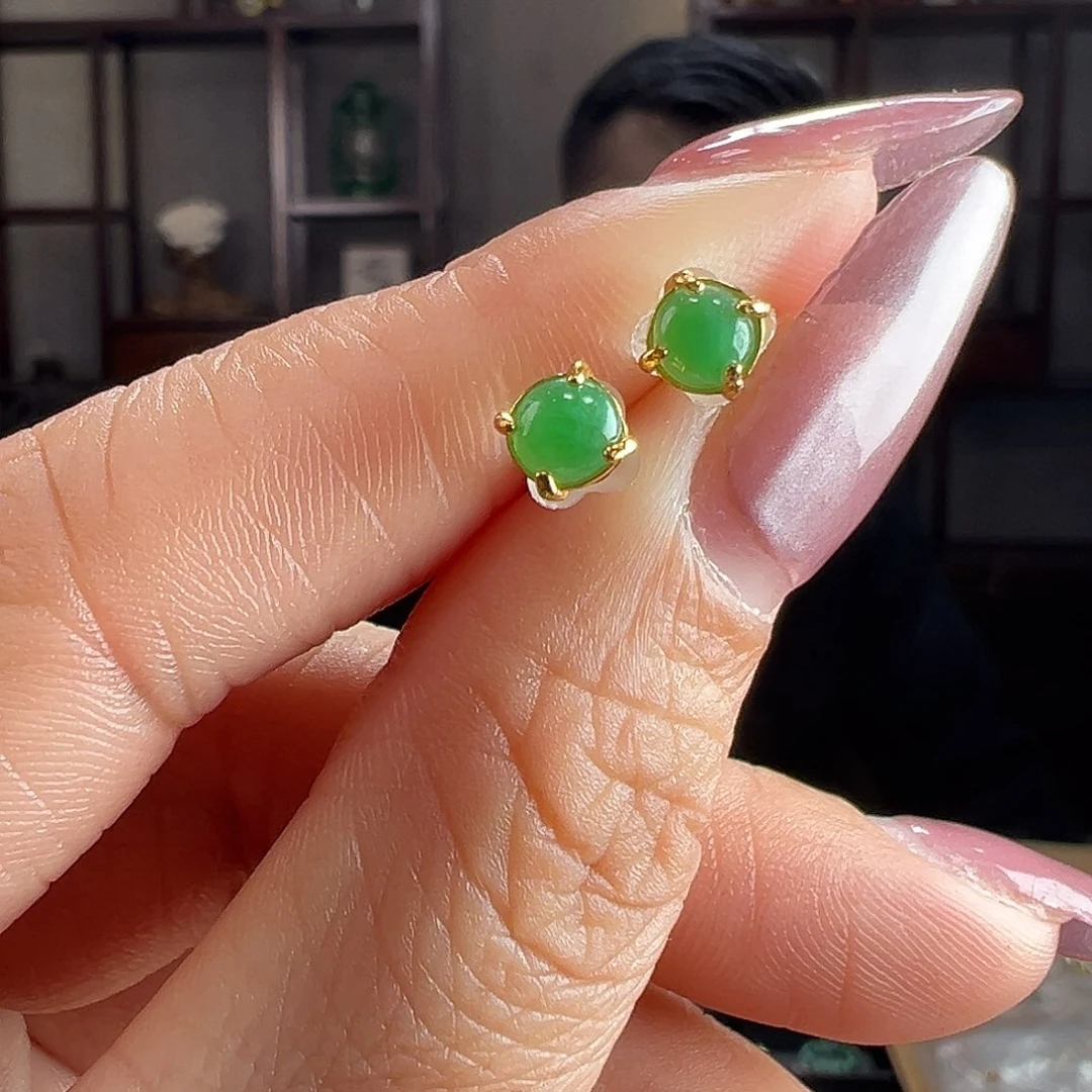 翡翠银S925镶嵌耳饰耳环41