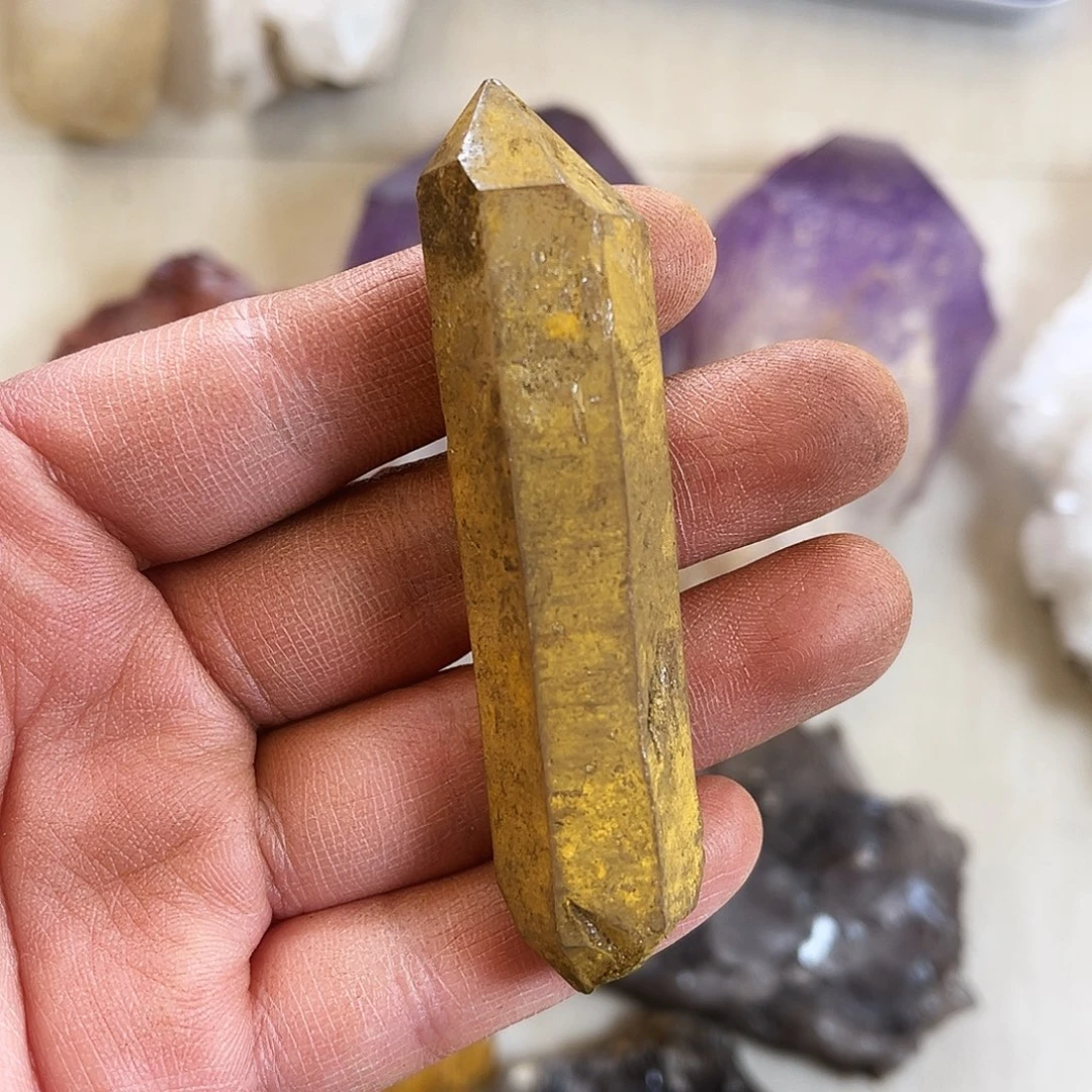 水晶珠宝半成品未镶嵌老藏晶双尖