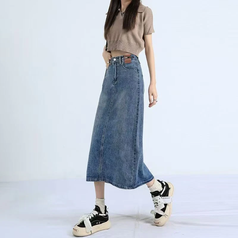 （直播过款链接）默认瑕疵介意勿拍高腰牛仔裙春夏宽松中长裙半身裙