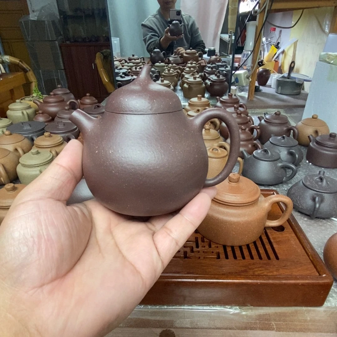 紫砂茶壶紫泥零添加茄瓜壶200 CC不是半手工壶假一赔十