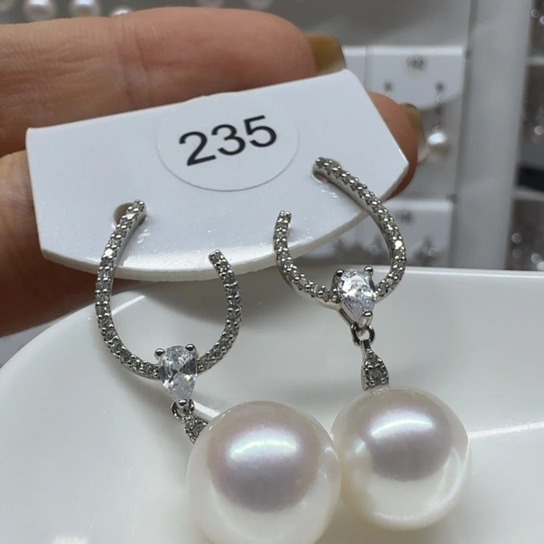 小***1耳饰淡水珍珠银S925镶嵌珍珠
