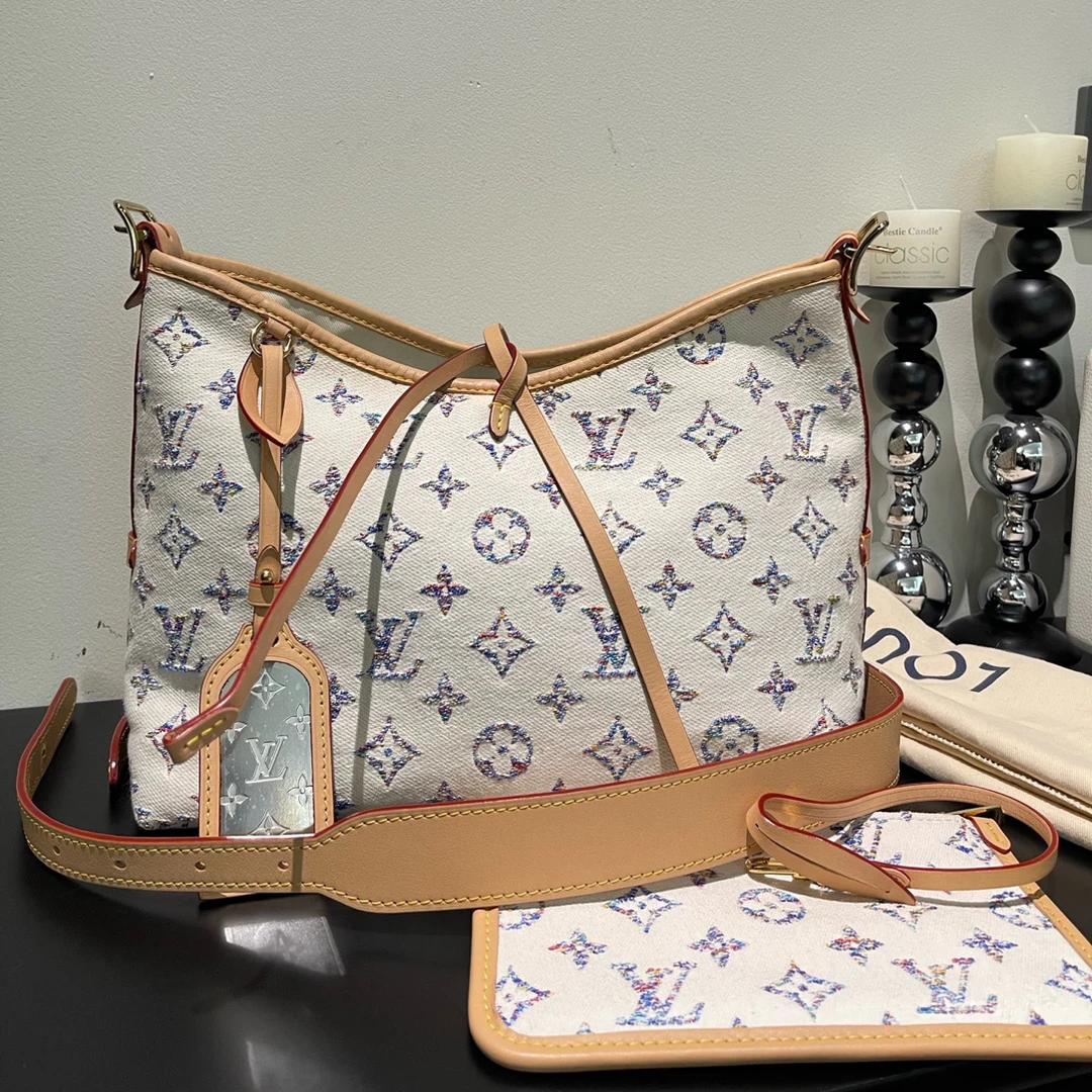 95新 LouisVuitton/路易威登 24ss限定carryall小号白牛仔航海