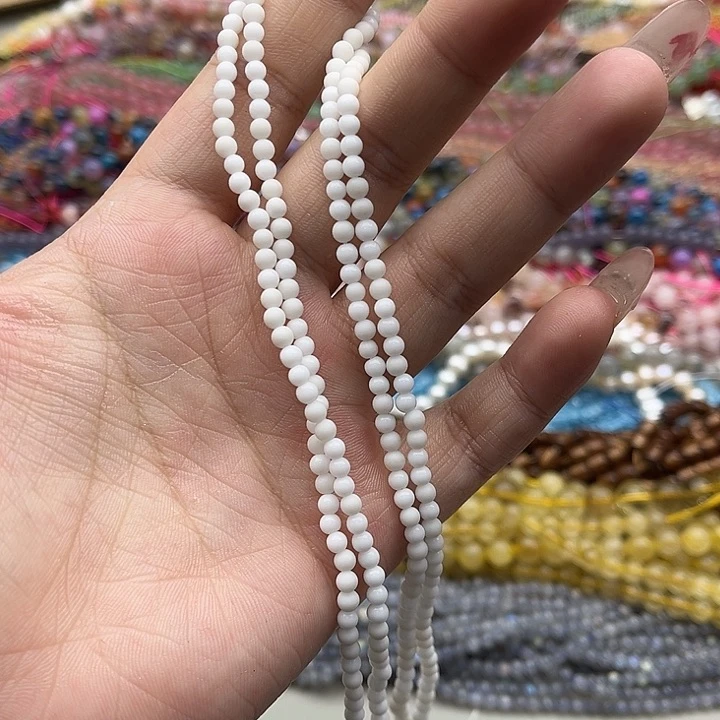 玛瑙/玉髓珠宝半成品未镶嵌2条3.5mm左右白贝壳