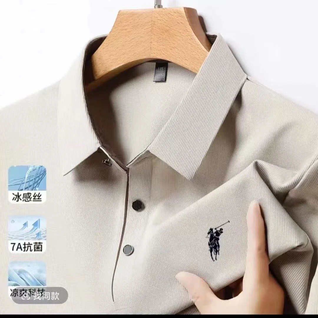 保罗波士敦夏季男士冰丝polo衫商务休闲翻领短袖男T恤纯色薄款