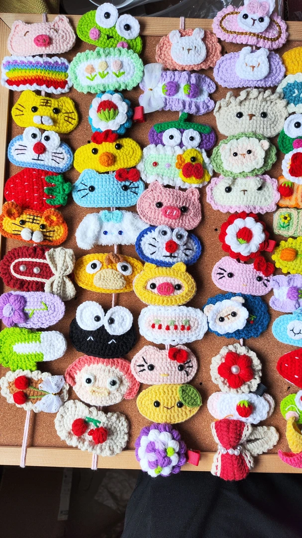 创意针织手工钩织毛线发夹  直播间选款