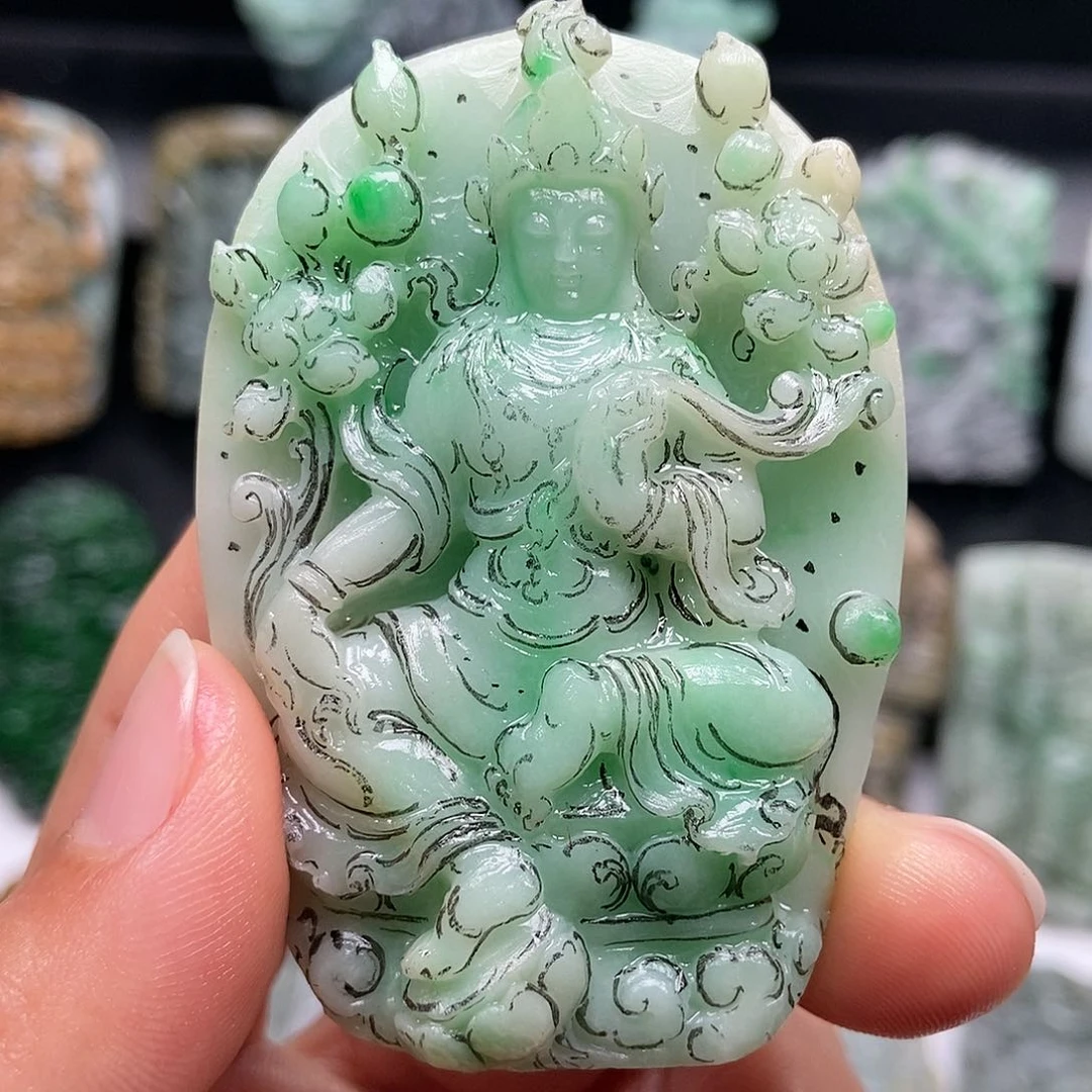 定制翡翠未镶嵌天**海天然缅甸翡翠A货毛货抛光定制