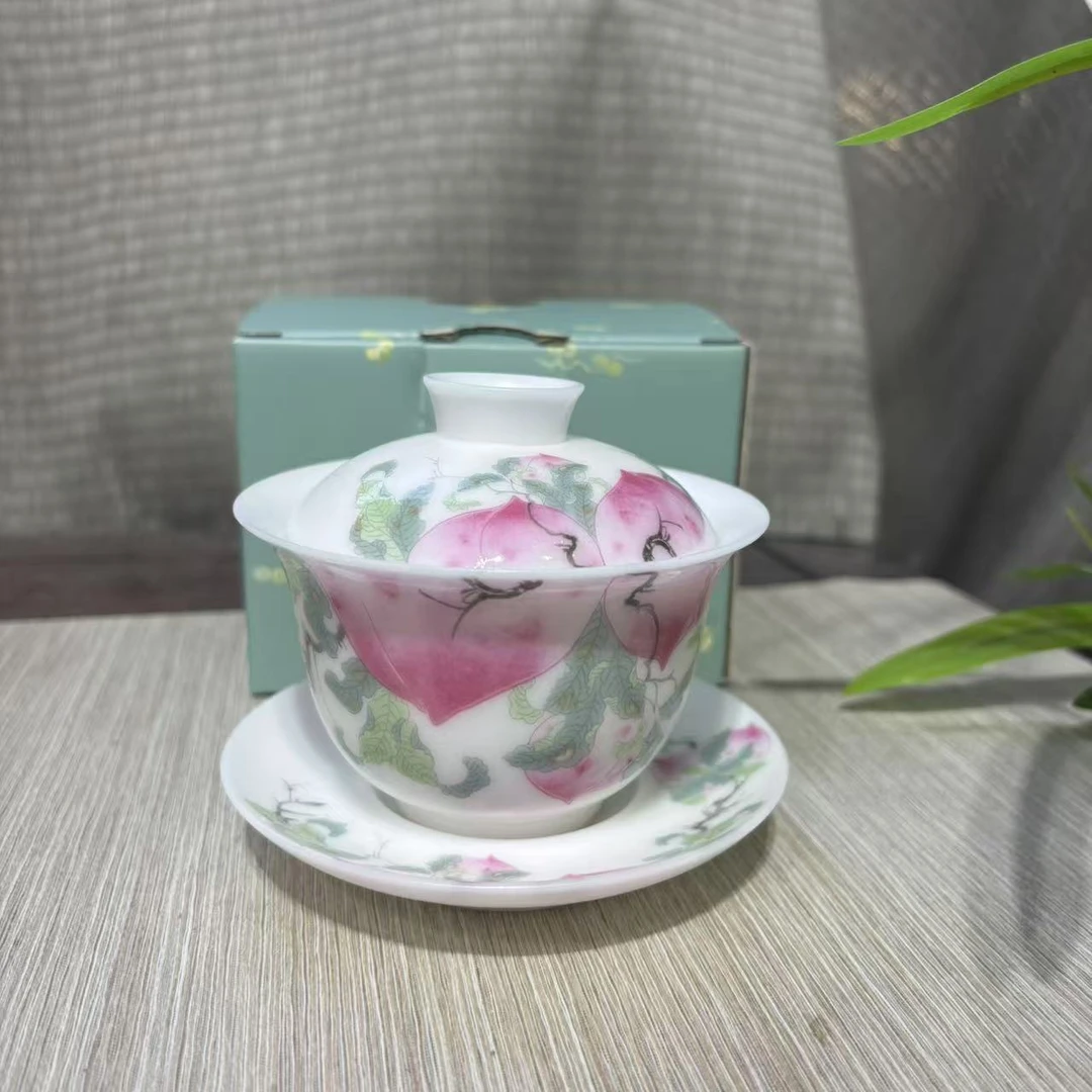 【中国邮政专属链接】寿桃三才盖碗  GH2880