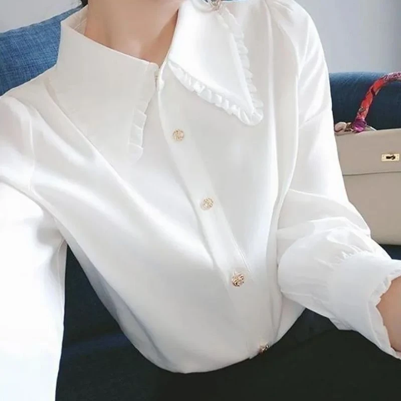 衬衫女2025春夏新款时尚减龄显瘦娃娃领遮肚子衬衣洋气上衣女小衫