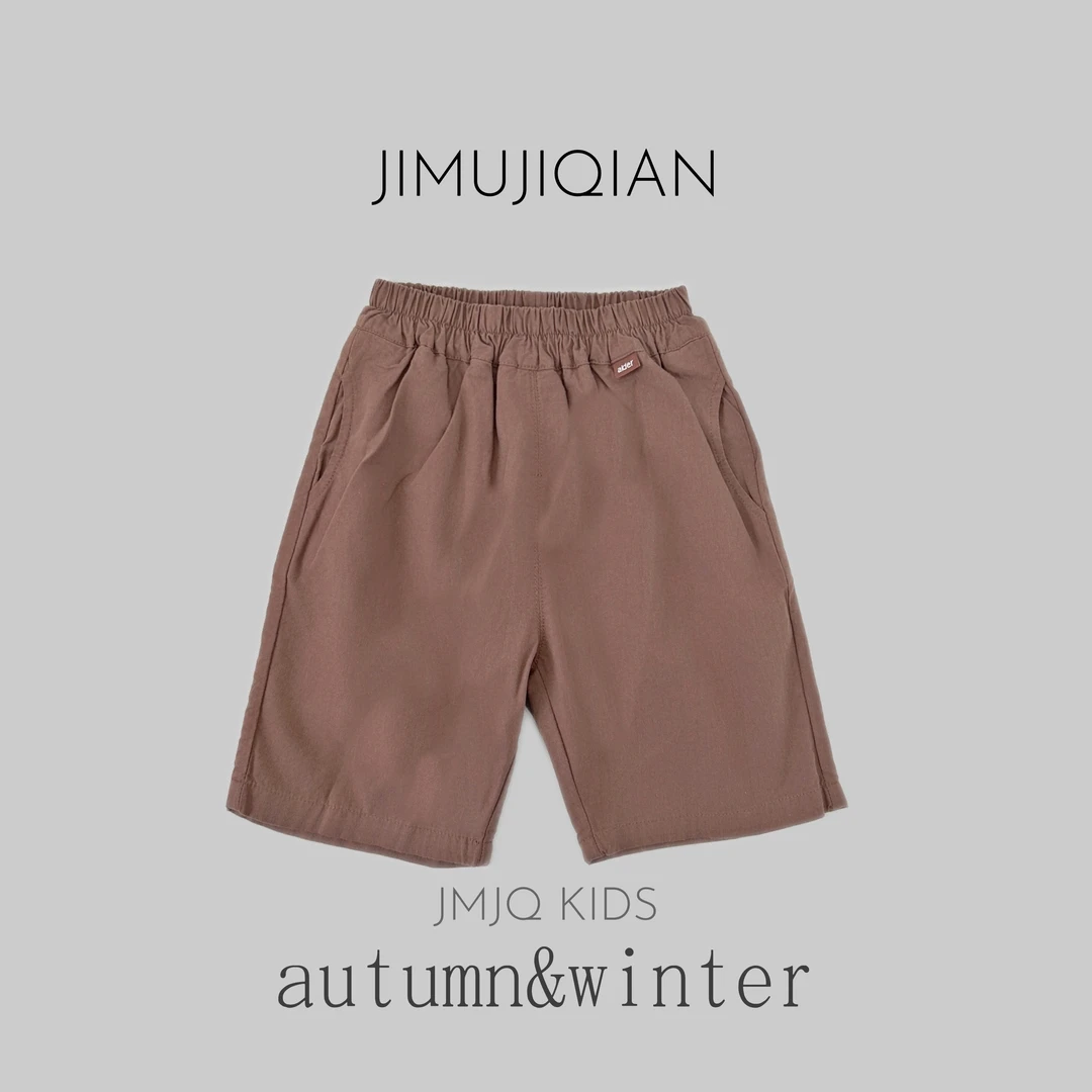 JMJQ 夏季中小童韩版百搭过膝七分裤宽松净色中裤20686