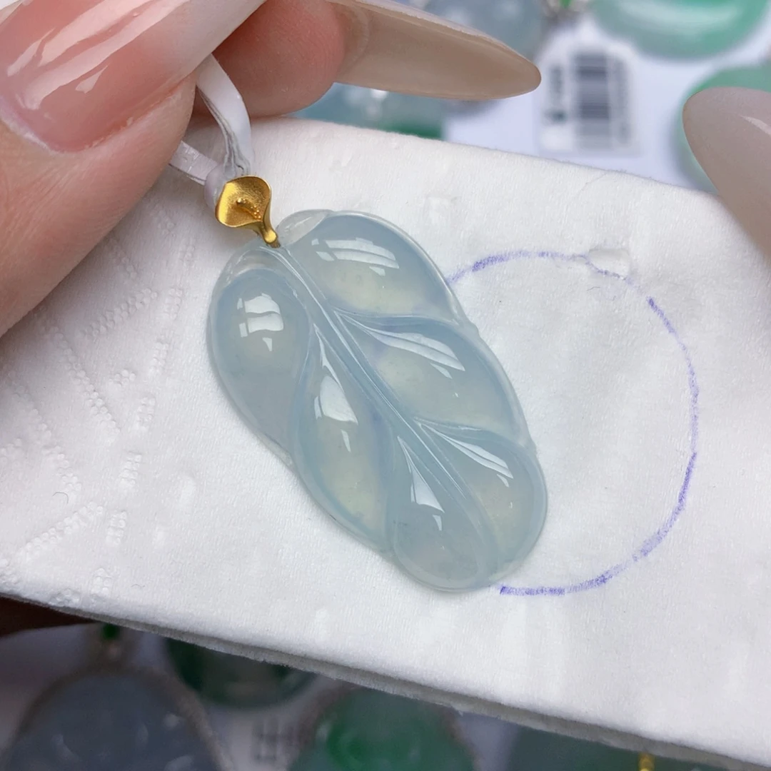 翡翠18K金镶嵌颈饰天然缅甸翡翠a货百元以上9元证书费自理