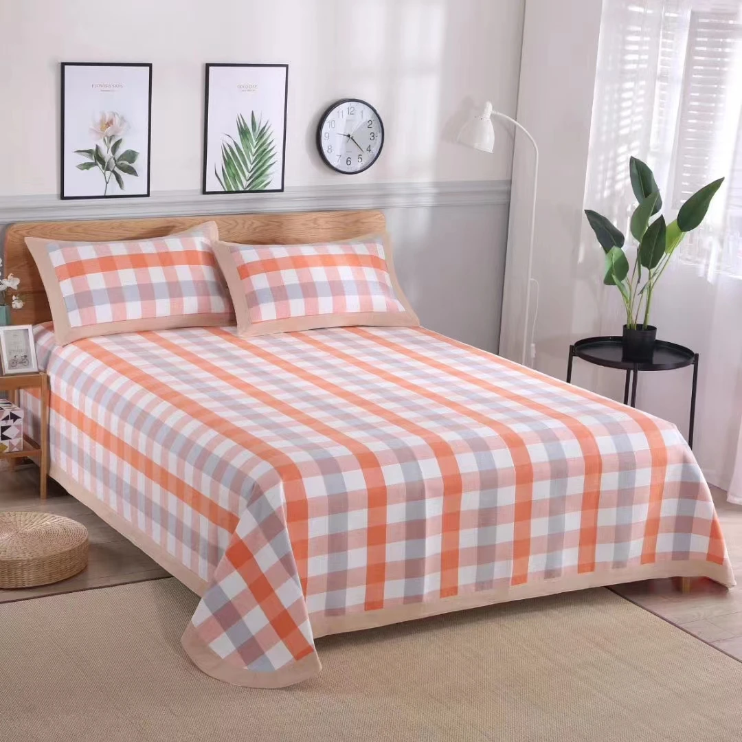 精梳棉老粗布格子款-（凉席三件套）缩水正常的