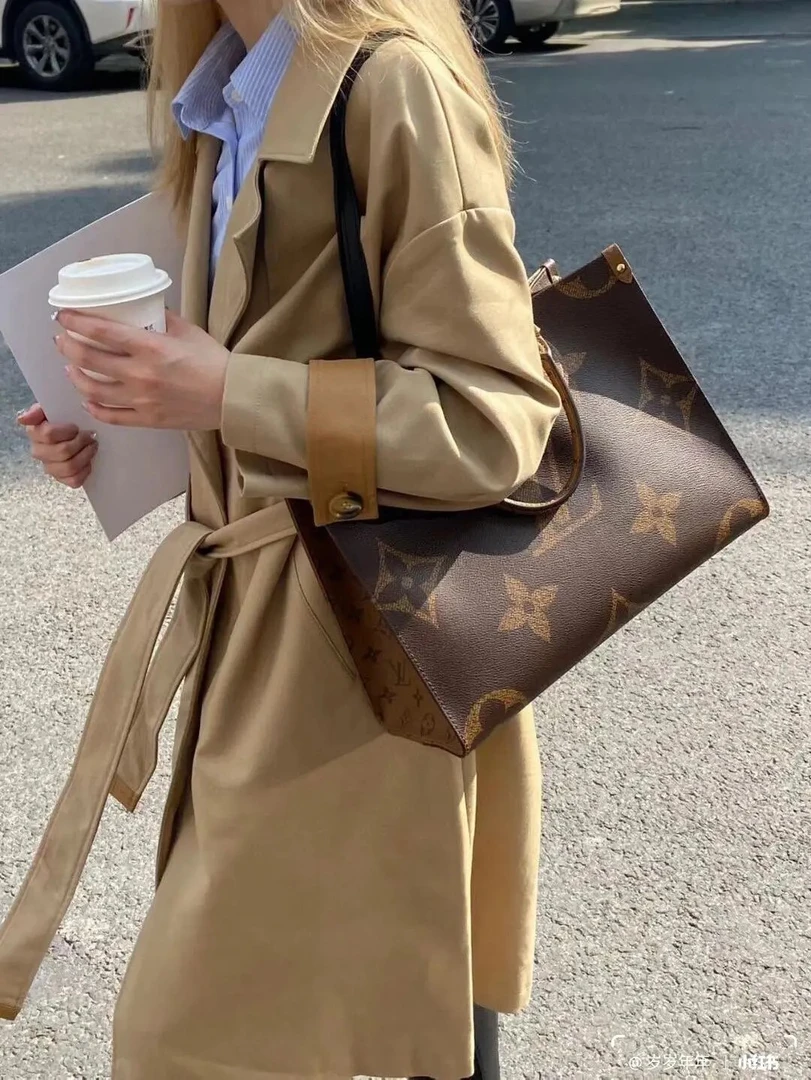 95新 LouisVuitton/路易威登 onthego中号老花单肩包/98新/优选