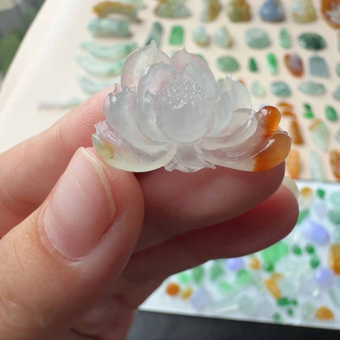 未镶嵌定制翡翠冰种特色莲花