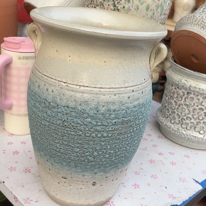 紫砂茶碗蓝泡泡口径20高度32