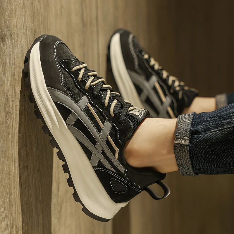 阿甘男鞋2025新款夏季透气百搭休闲男士运动增高防滑黑色老爹潮鞋