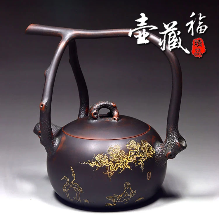 提梁壶供春400ml大壶钦州坭兴陶茶壶纯手工陶瓷家用全手工精品