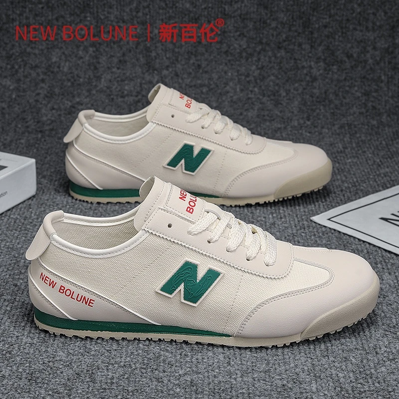 新百伦男鞋2025新款秋季平底阿甘鞋男士百搭休闲情侣韩版帆布板鞋