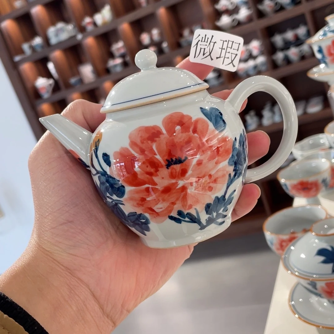 釉下手绘茶具微瑕