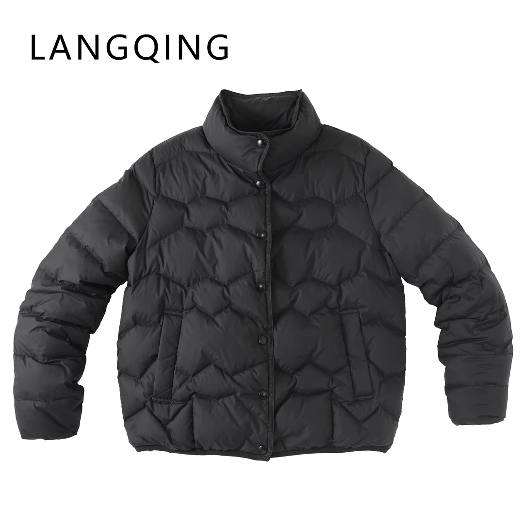 浪清/女装推荐 格雷斯黑色休闲羽绒服42838#