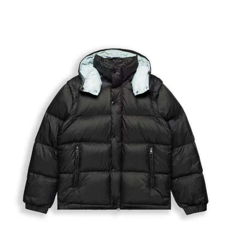 33秋冬黑色简约连帽冬季休闲长袖纯色羽绒服保暖厚款加羽绒服短款