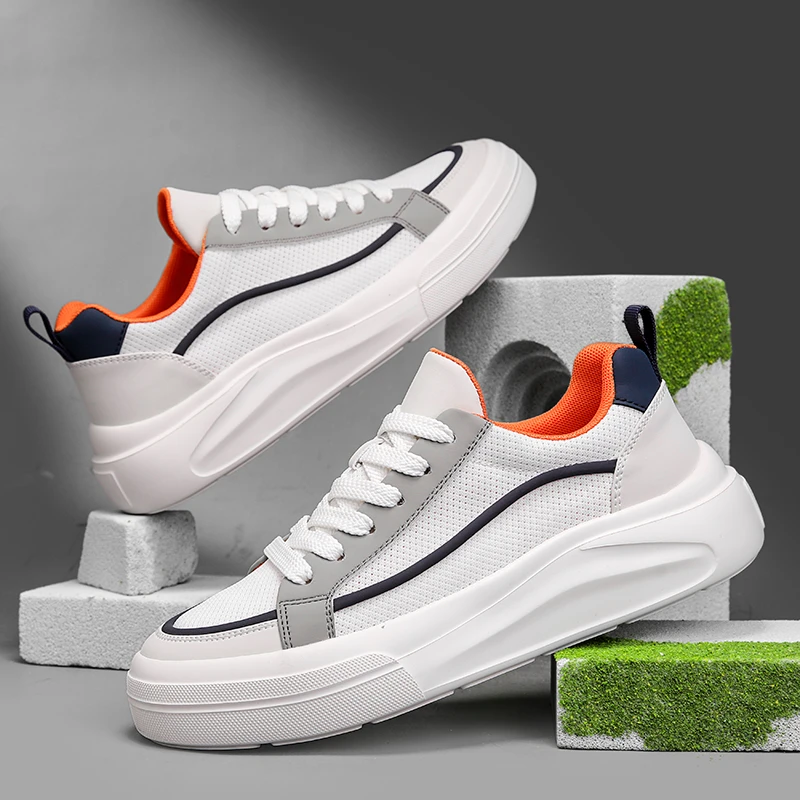 品质男鞋新款高密布面夏季透气百搭厚底小白鞋时尚软底休闲鞋男