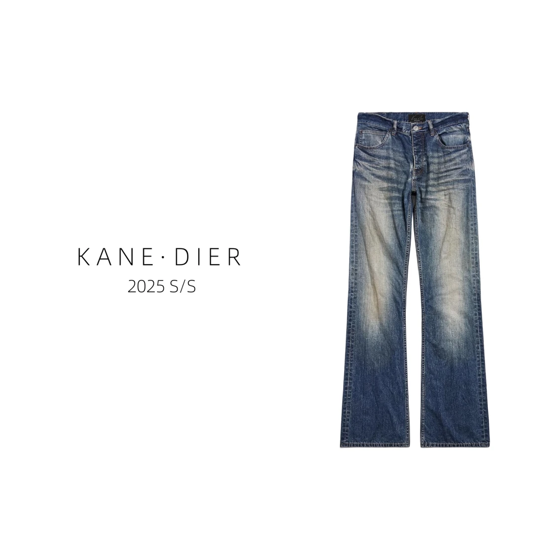 KANE DIER 25S/S 新款水洗深蓝微喇显瘦牛仔裤喇叭裤