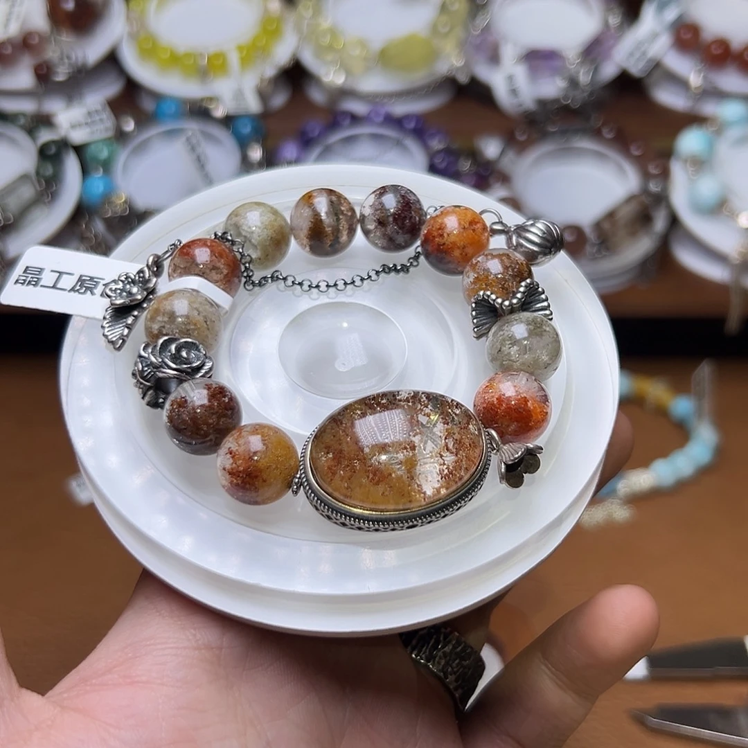 足银镶嵌手链水晶四季幽灵