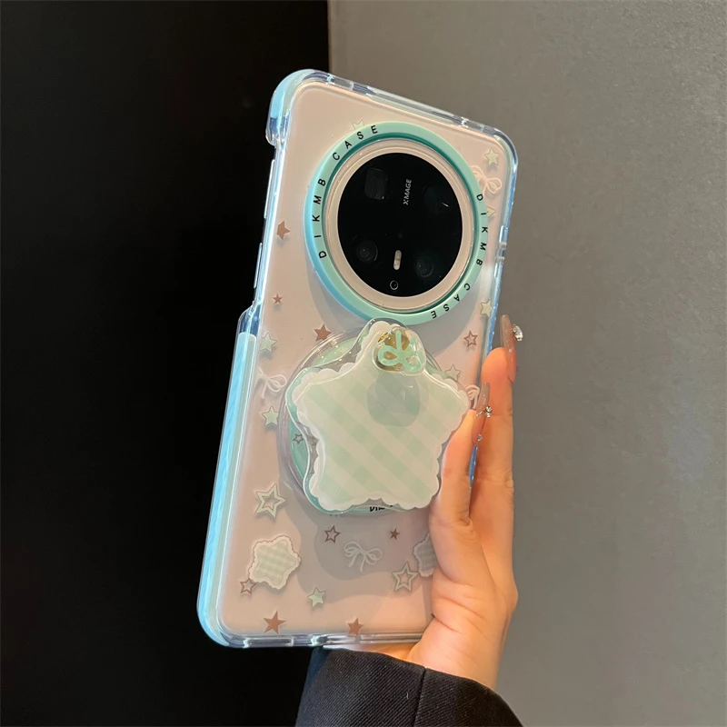 适用华为mate70pro+手机壳p70/80pro韩系格纹星星磁吸mate60女款