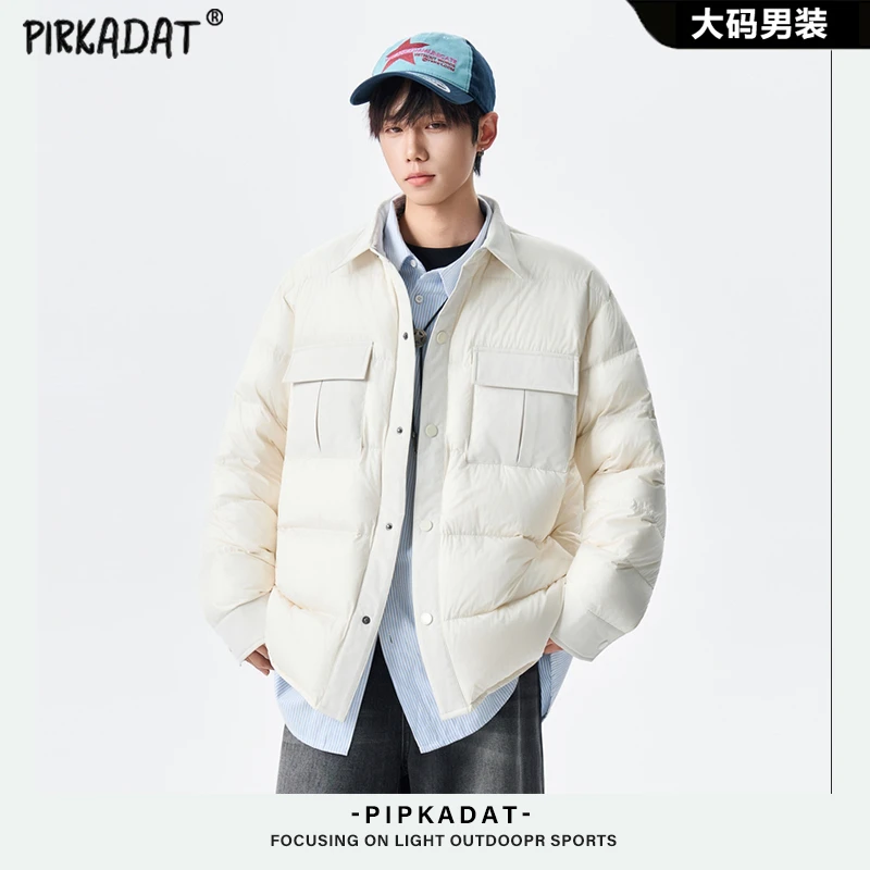 Pirkadat秋冬羽绒服翻领保暖外穿美式上衣三防男士休闲百搭外套男