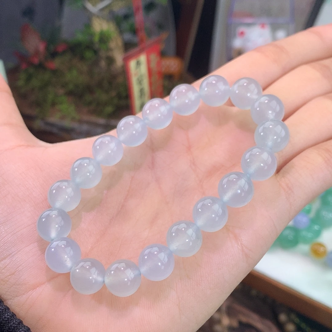翡翠未镶嵌手链28号 冰种蓝底手串