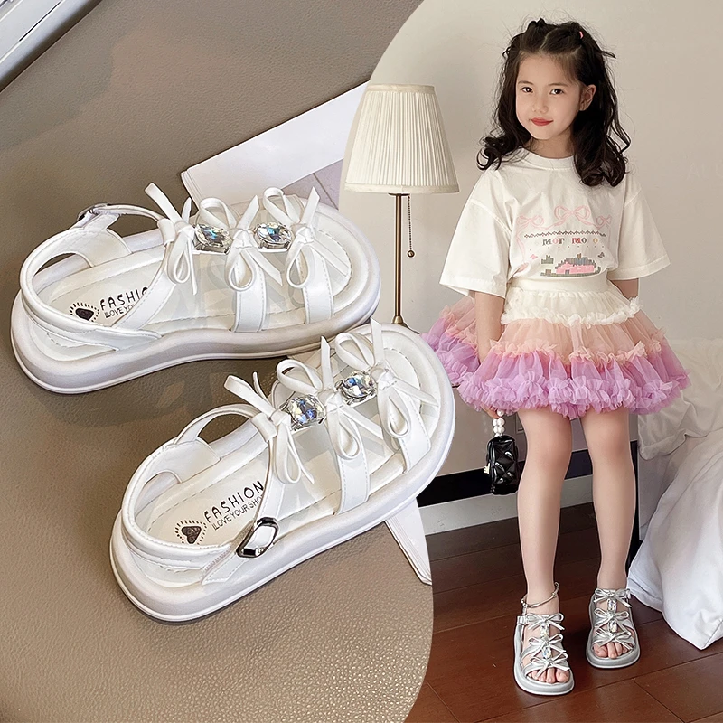 【23-36码】女童凉鞋2025新款夏季儿童公主水钻鞋女孩公主软底凉拖