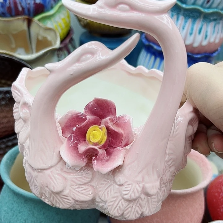 多肉绿植陶瓷花盆9.9包邮，有孔