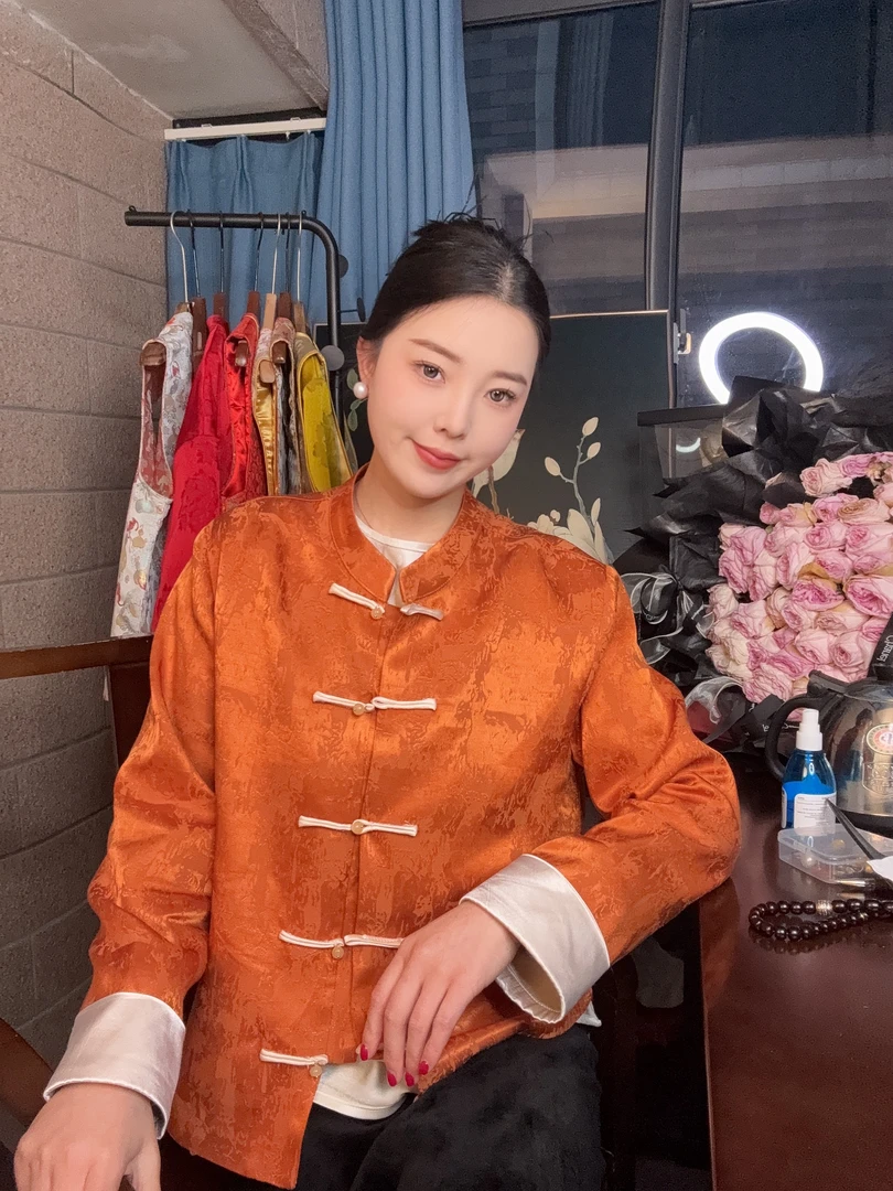 CHUNTIAN/李李国风【欢宁】新中式国风冠乐绉提花拼色外套