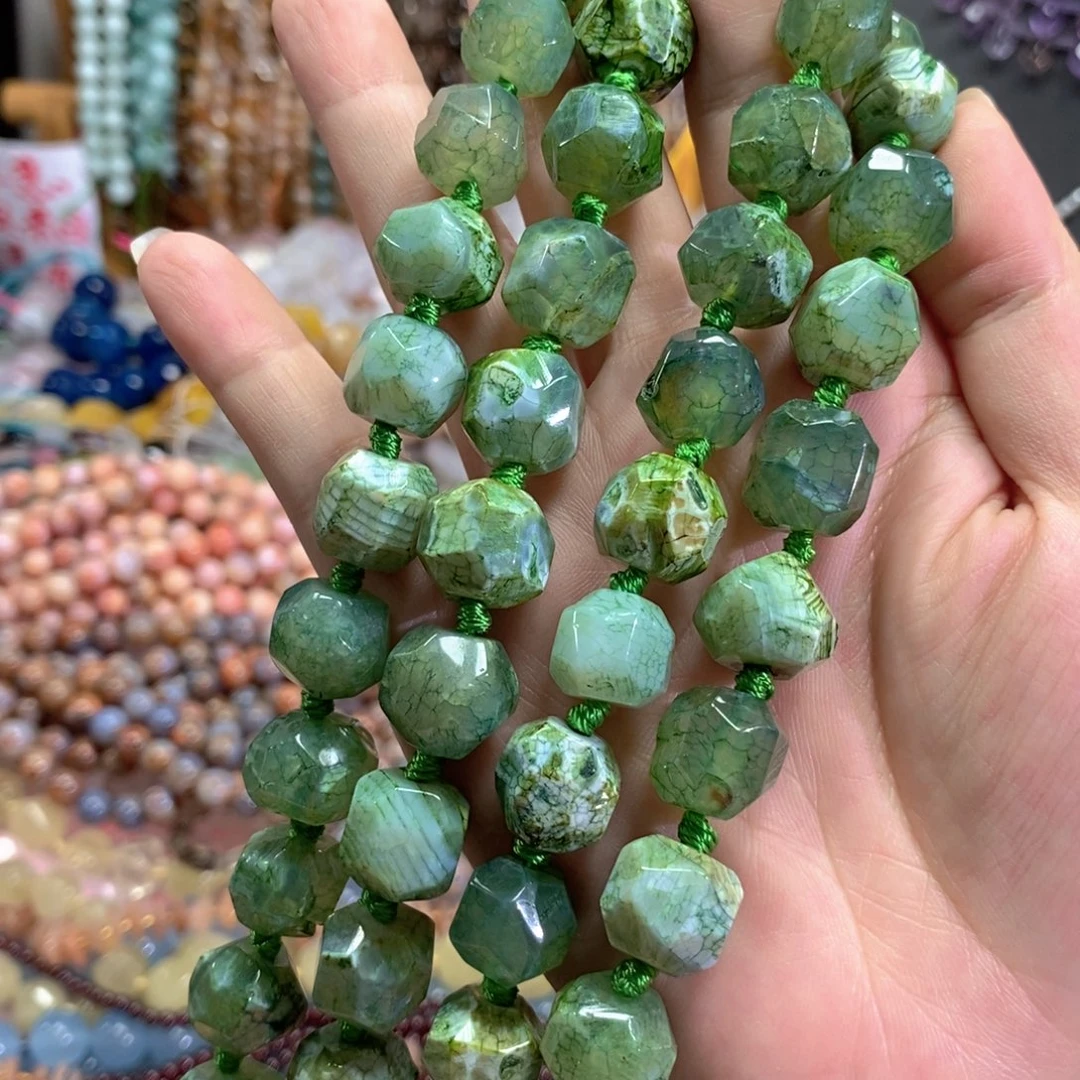 未镶嵌玛瑙/玉髓珠宝半成品龙鳞玛瑙一条卡13mm