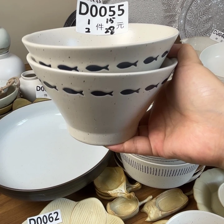 瓷055小鱼米饭碗2个装