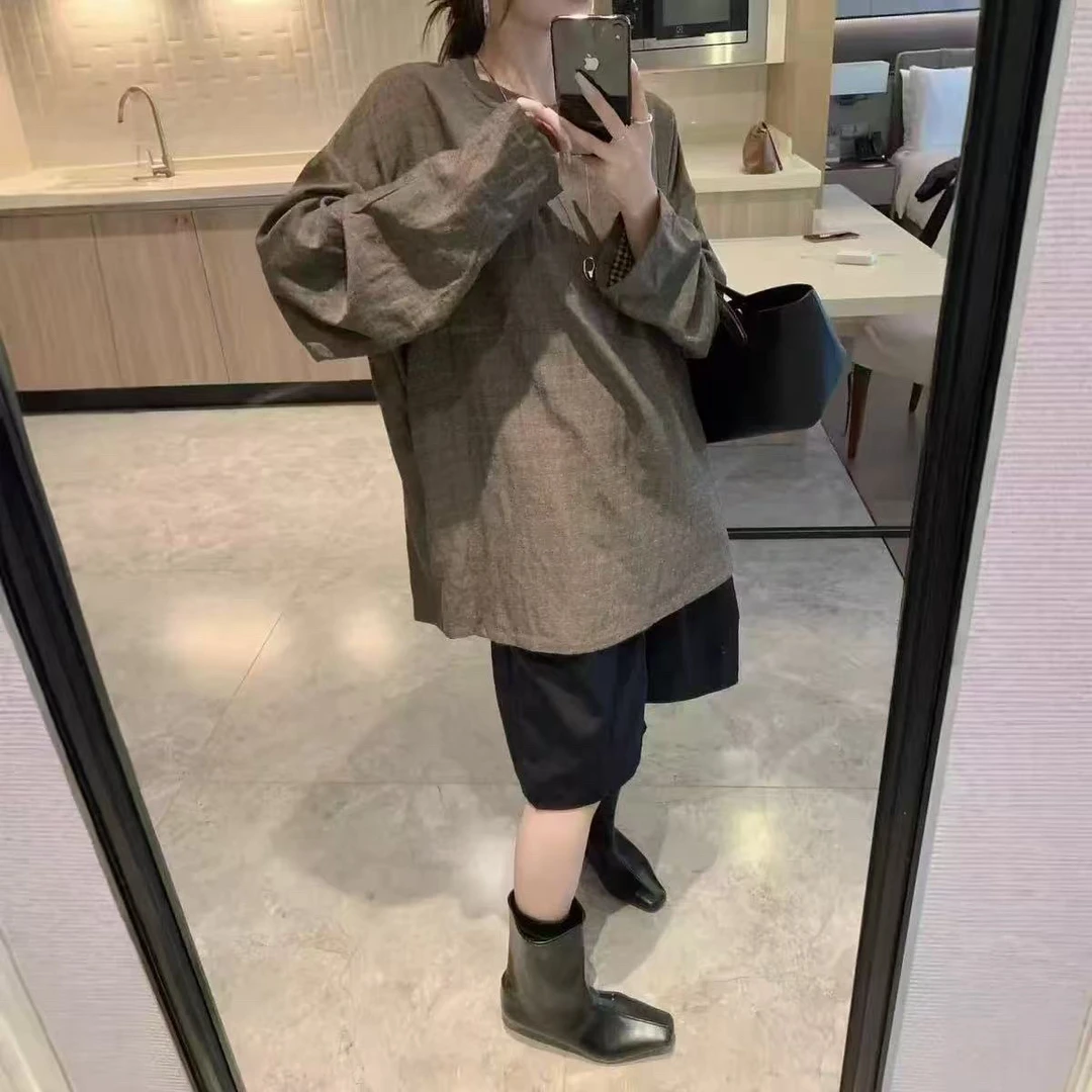 【lela】格子做旧时髦小衫