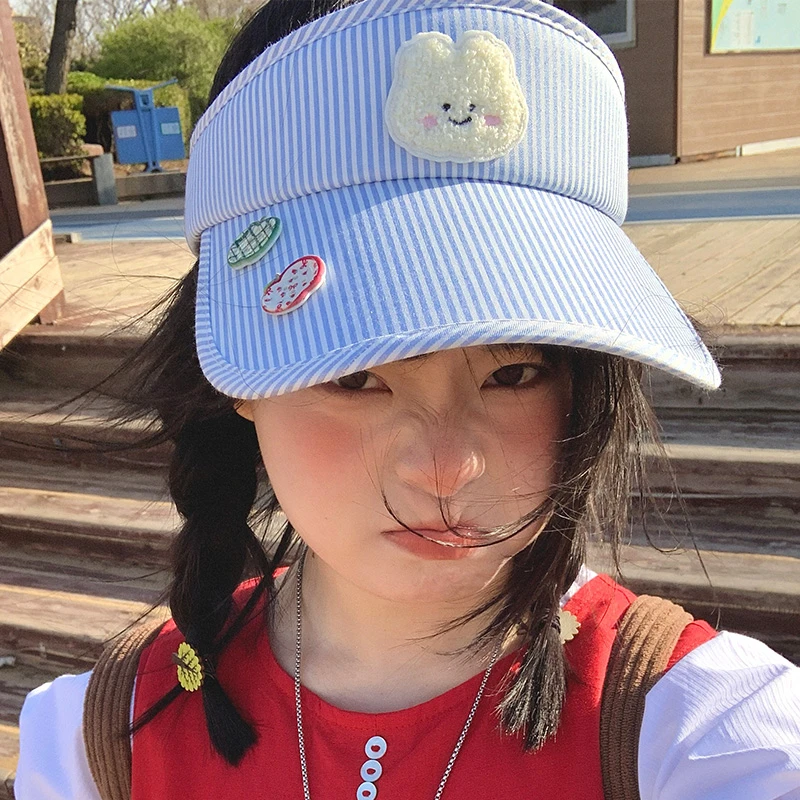 日系可爱卡通小狗空顶帽子女夏季逛街遮阳防晒帽学生拍照棒球帽J