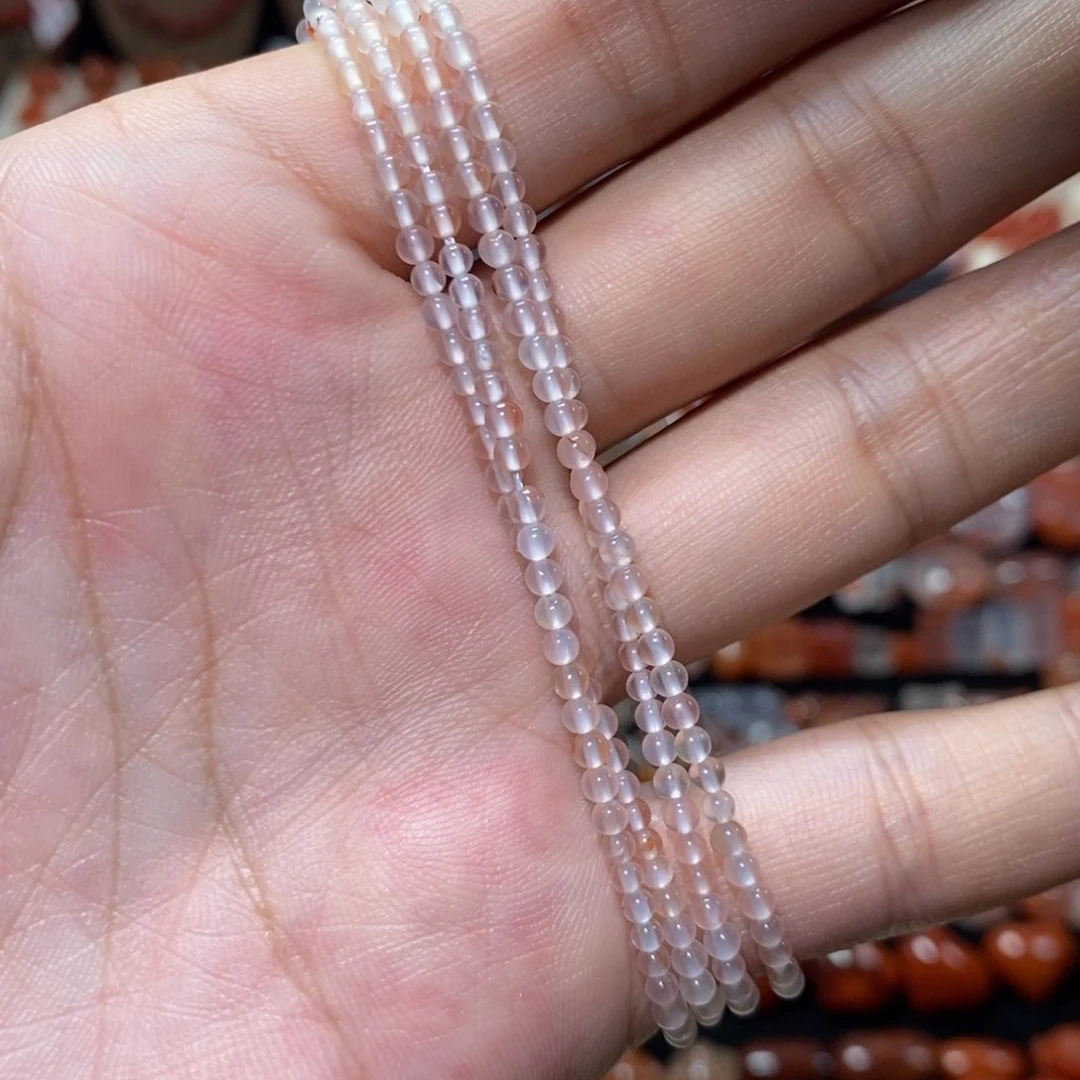 南红玛瑙冰飘未镶嵌白冰小米珠2+