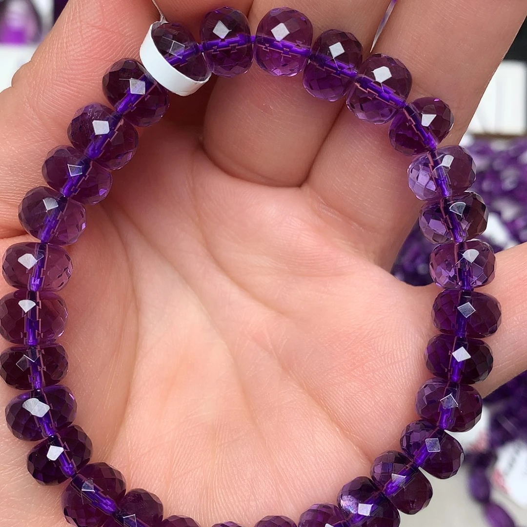 情****未镶嵌珠宝半成品紫晶L 算盘手串9mm
