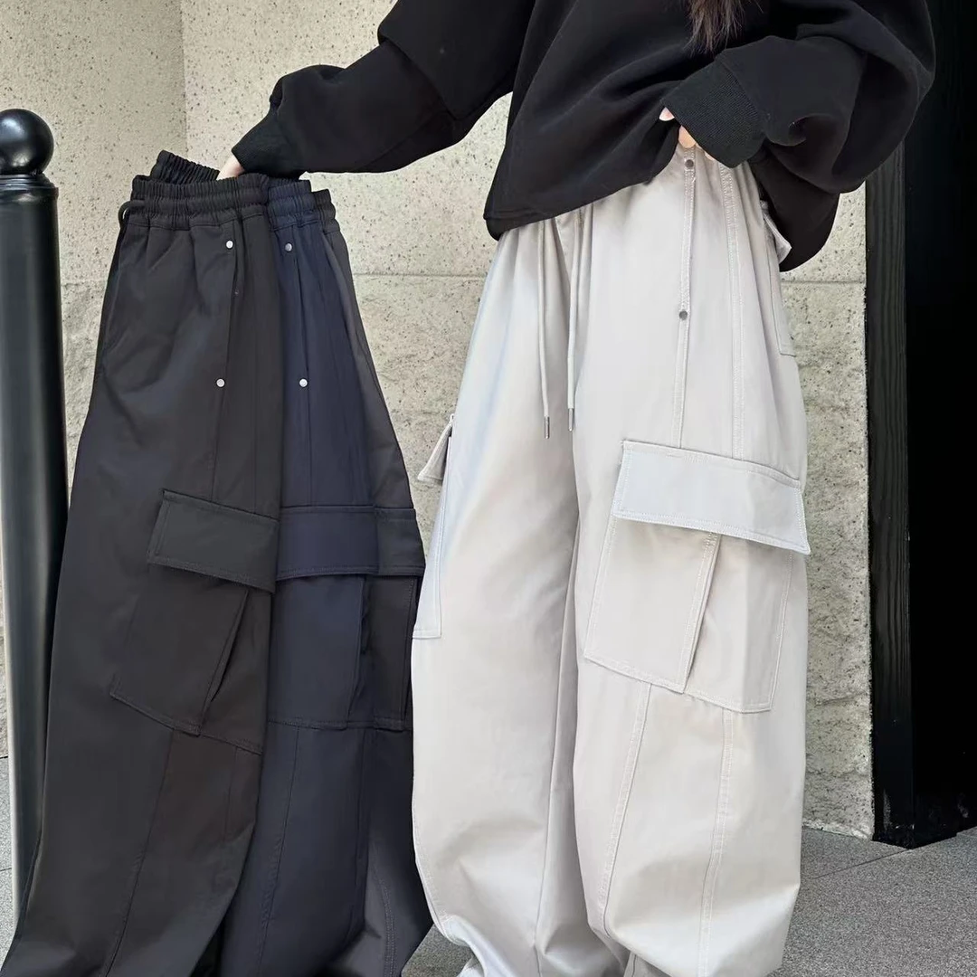 68251 秋冬款斜插袋钉扣弯刀工装裤