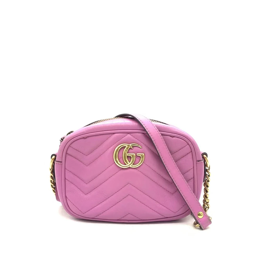 95新 GUCCI/古驰 【安则专属】粉色小号马蒙相机斜挎包